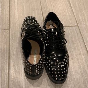 Black Zara studded loafers